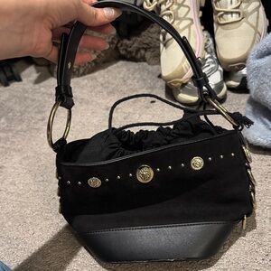 Topshop Black Mini Bag with Gold Accents